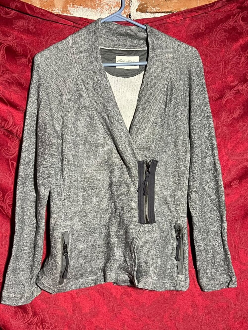 Eddie Bauer Gray Fleece Zip Cardigan Jacket Size S